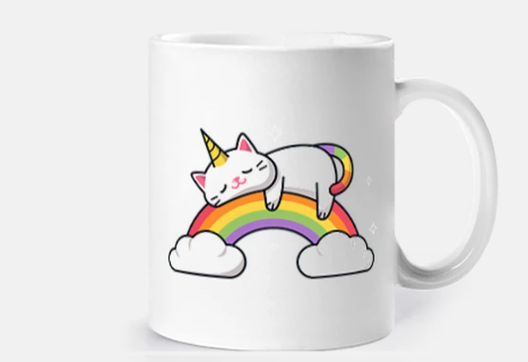 Tazza gatto unicorno schiacciando un pisolino