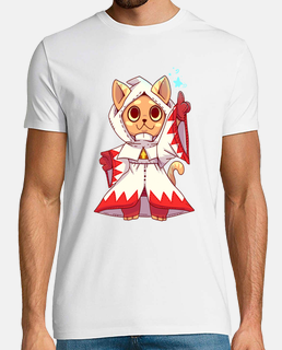 gatto bianco fantasy mage - camicia da uomo