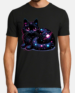 gatto cosmico kawaii tra le stelle