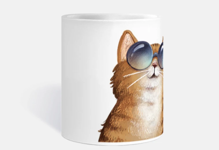 Tazza gattoto con occhiali da sole