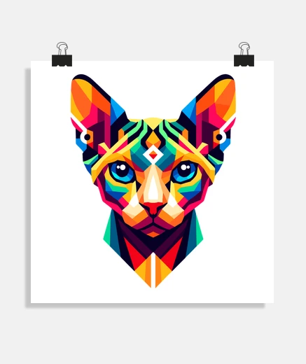 Poster gattoto sfinge mosaico felino di colore