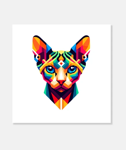 Stampa gattoto sfinge mosaico felino di colore