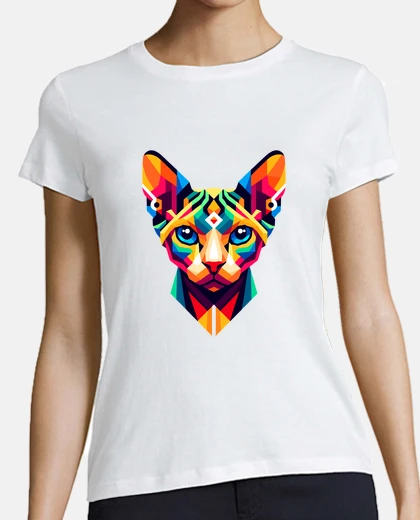 T-shirt gattoto sfinge mosaico felino di colore