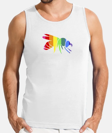 T-shirt gay man t-shirt rainbow bee lgbt suspenders gym
