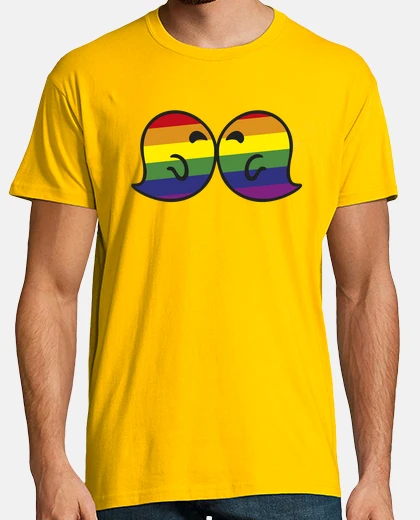 T-shirt gaysper kiss man, short manga , lemon yellow, extra quality