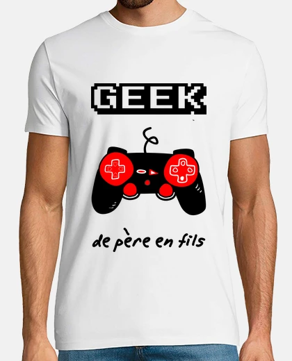 Tee-shirt Geek de père en fils , gamer,gaming