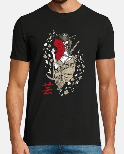 Camiseta Geisha camiseta chica japonesa mascara cráneo de la muerte 
