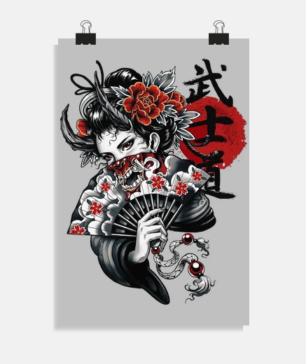 Poster geisha jap one samurai