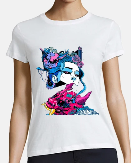 Playera Geisha Japonesa Samurai Cyberpunk