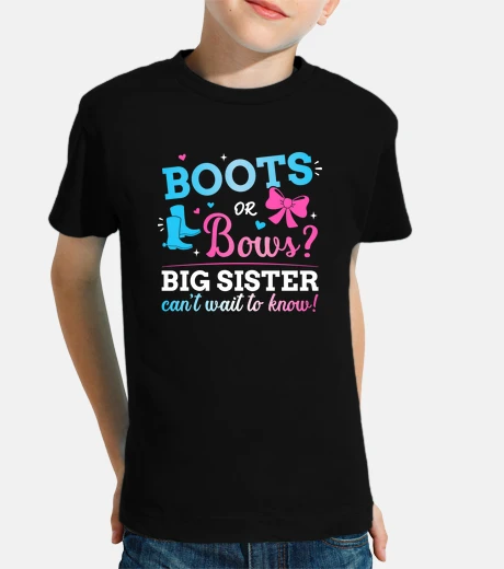Kids gender reveal boots or bows sister baby