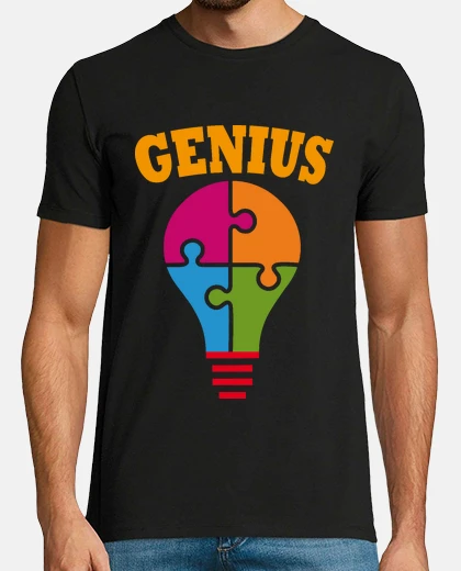 Camiseta genio, bombilla de colores