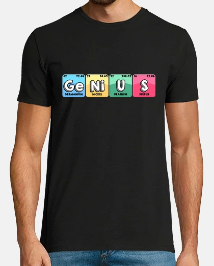 T-shirt genius genio tavola periodica simboli chimici scienza geek