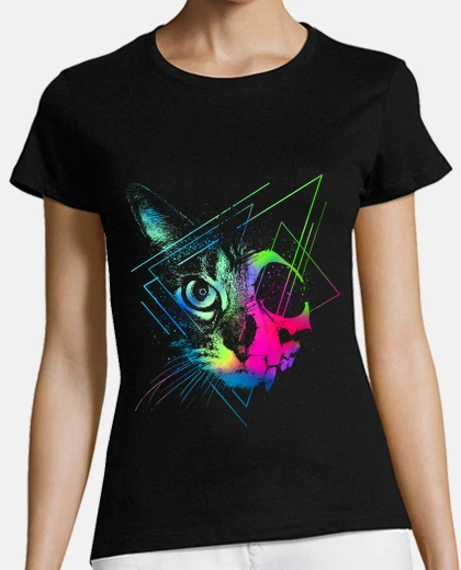 T-shirt Geometric skull face cat