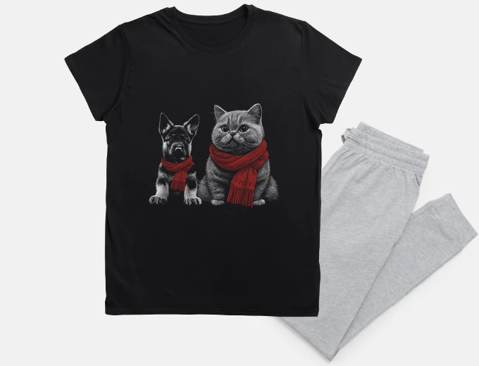 Pajama german shepherd and british shorthair cat, hilarious, funny, viral,