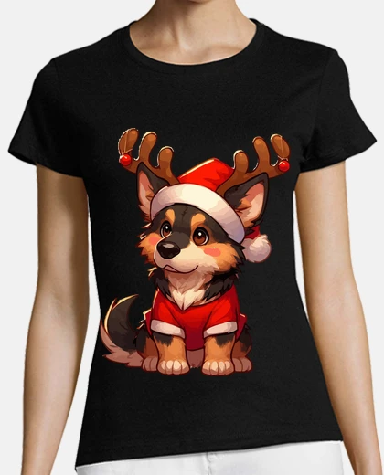 T-shirt German Shepherd Christmas Reindeer
