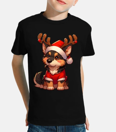 Kids German Shepherd Christmas Reindeer