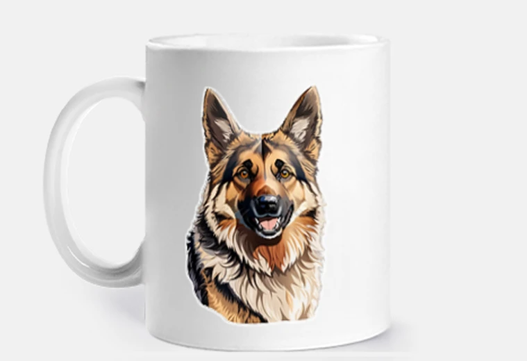 Cup German Shepherd in Vector Style