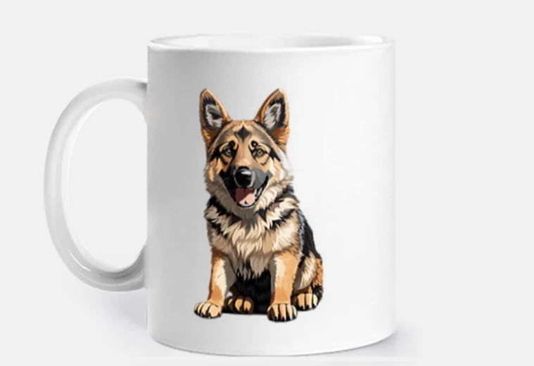 Cup German Shepherd Puppy in Vector Style