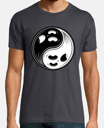 T-shirt ghost yin yang black and white