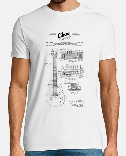 T-shirt gibson les paul blueprint - electric gu
