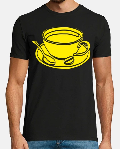 T-shirt gigantesca tazza di caffè gialla