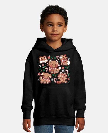 Kids Gingerbread Festive Animals - Kids Hoodie