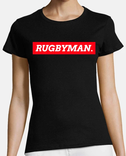 T-shirt giocatore di rugby rettangolo rosso sty