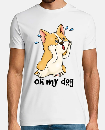 T-shirt gioco di parole sul cane stupito oh mio