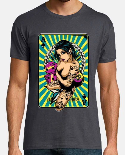 T-shirt gioco tatuato pin-up ragazza v1