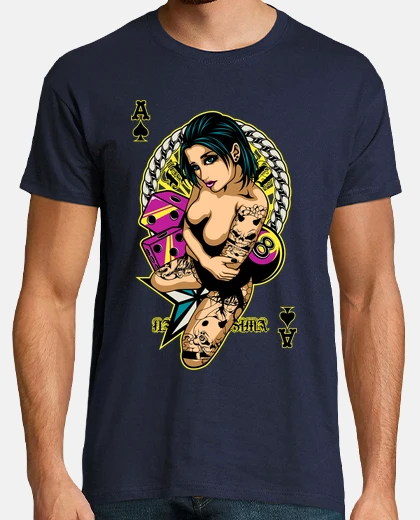 T-shirt gioco tatuato pin-up ragazza v2