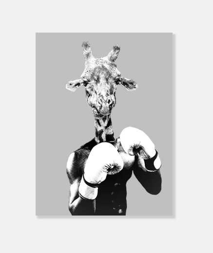Tableau Girafe boxe