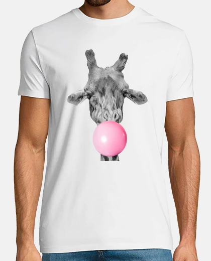 Tee-shirt Girafe bulle de chewing gum Tee shirt homme, blanc, qualité supérieure