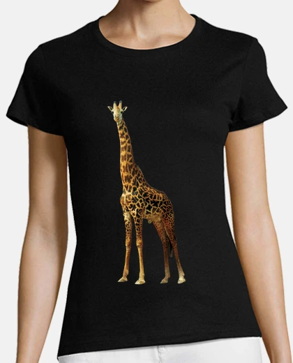 Tee-shirt girafe long cou plus gros coeur zoo col en V