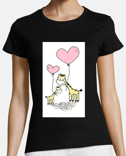 Tee-shirt girafe mignonne coeur ballon parent
