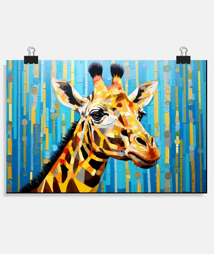 Poster Giraffe Animal Art Decor Paint Mosaic