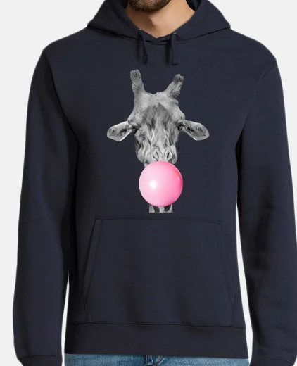 Hoodie giraffe gum bubble gum man sweatshirt, navy blue