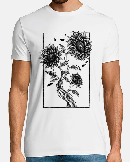 T-shirt girasoli t-shirt disegno campo di fiori pianta d&#39;arte