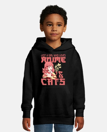 Kids girl who loves anime and cats humor