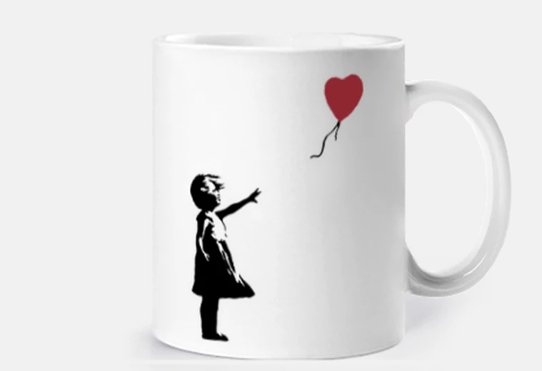 Cup girl with balloon - banksy