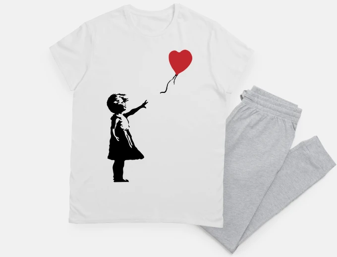 Pyjama girl with balloon