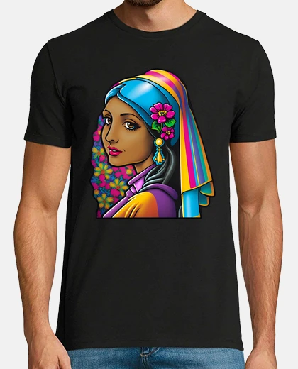 T-shirt girl with pearl earring