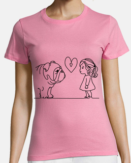 girl love pink bulldog t-shirt