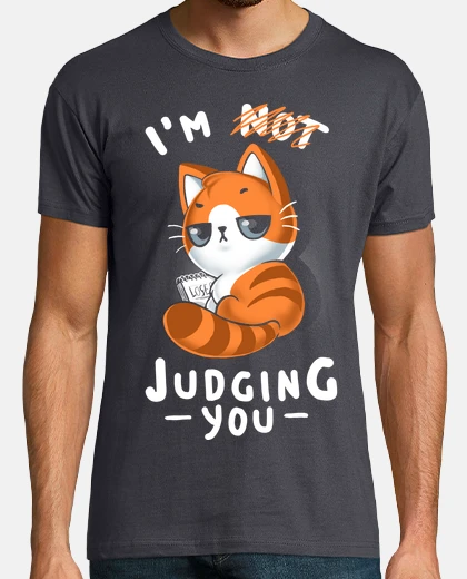 T-shirt giudicandoti - divertente gattino sfacciato - frase ironica