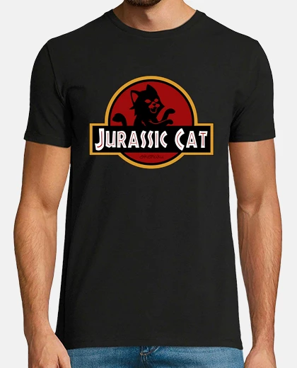 T-shirt giurassic park cat parodia cat film man
