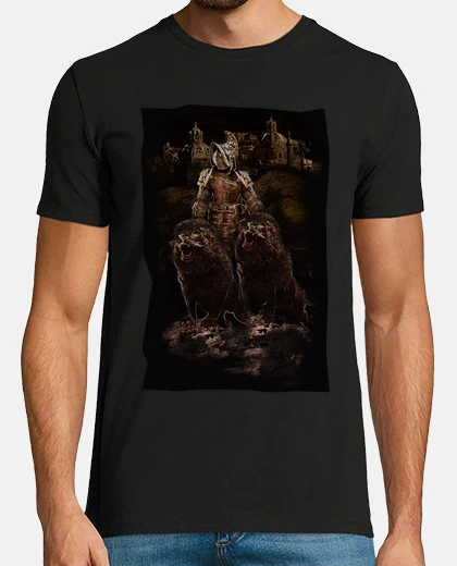 T-shirt gladiatore romano con due leoni
