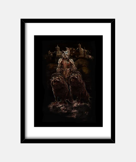 Quadro gladiatore romano con due leoni