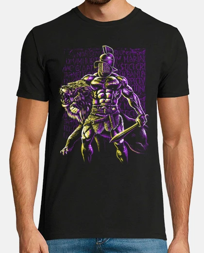 T-shirt gladiatore vintage contro leone