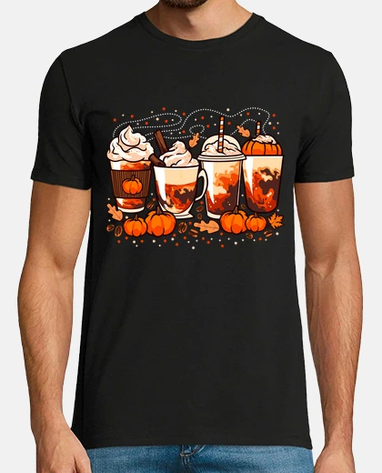 T-shirt glasses coffee pumpkins halloween leaves autumn caffeine nature