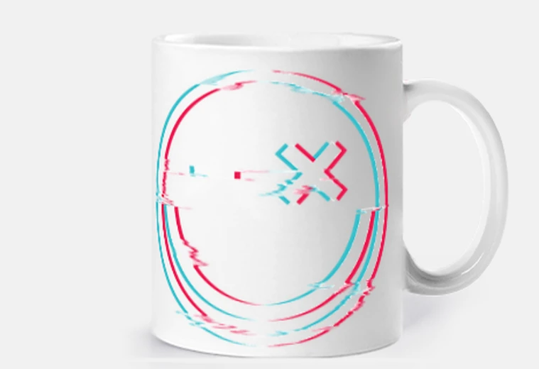 Tazza glitch smiley meno moltiplicare la tazza dei problemi