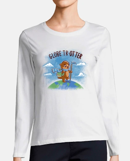 Tee-shirt globe trotter - manche longue femme